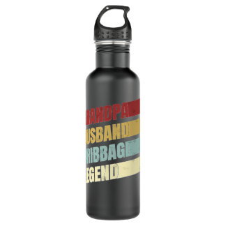 Mens Rero Cribbage Board Game Grandpa Husband Crib Stainless Steel Water Bottle