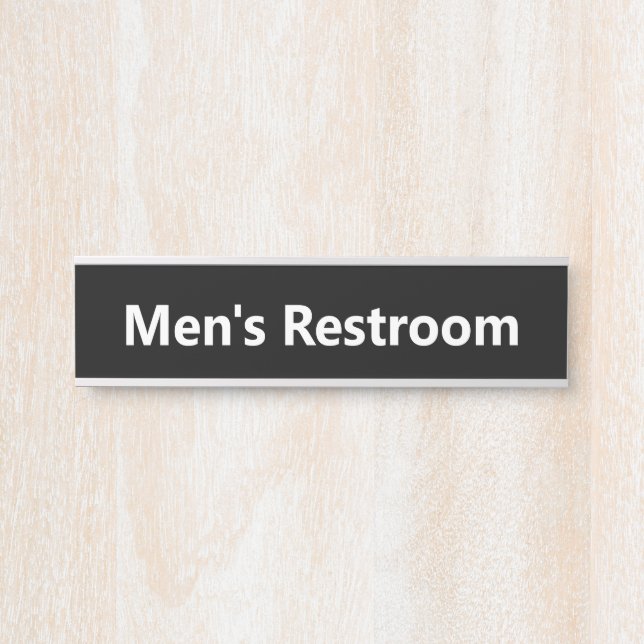 Men's Restroom Black and White Door Sign (Front)