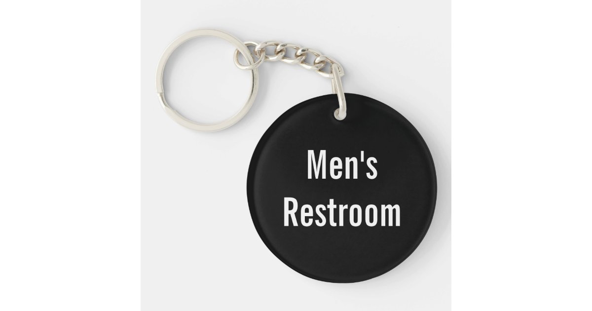 Men's Restroom Black and White Text Template Keychain | Zazzle