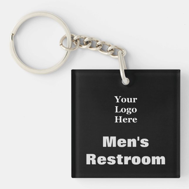 Men's Restroom Black Business Your Logo Here Keychain (Front)