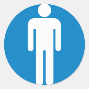 Men's Restroom Highway Sign Classic Round Sticker