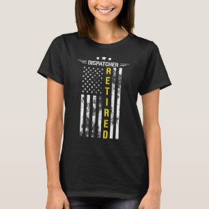Mens Retired Dispatcher 911 US Flag Thin Yellow Li T-Shirt