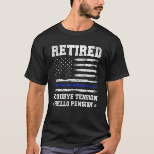 Mens Retired Police Officer Shirts, American Flag  T-Shirt