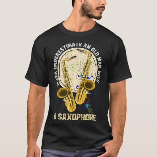 Mens Retired Saxophonist Funny Old Men Jazz Musici T_Shirt