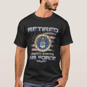 Mens Retired US Air Force Veteran America Flag Vet T-Shirt