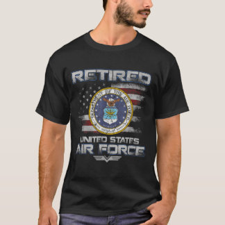 Mens Retired US Air Force Veteran America Flag Vet T-Shirt