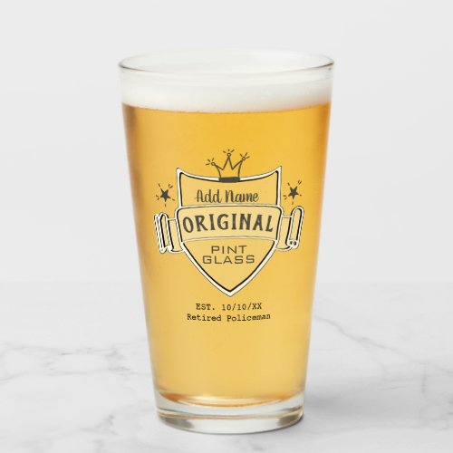 Mens RETIREMENT Personalized ADD NAME PINT GLASS