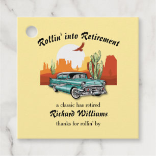Men's Retirement Retro Classic Blue Car Desert Favor Tags