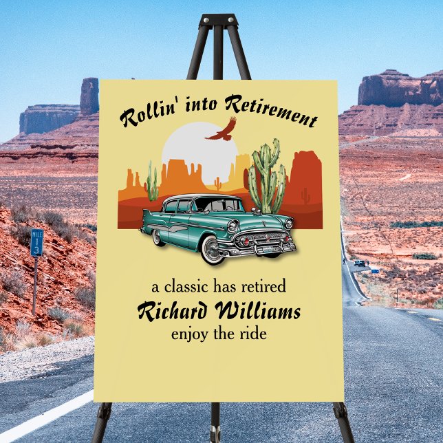 Men's Retirement Retro Classic Blue Car Desert  Foam Board (Creator Uploaded)