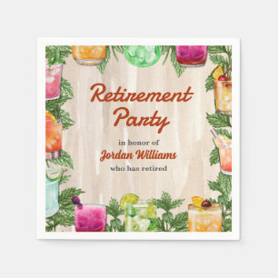 Men's Retirement Summer Backyard Cocktail Party  Napkins