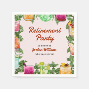 Men's Retirement Summer Backyard Cocktail Party  Napkins