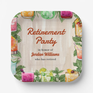 Men's Retirement Summer Backyard Cocktail Party Paper Plates