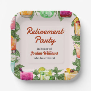 Men's Retirement Summer Backyard Cocktail Party Paper Plates