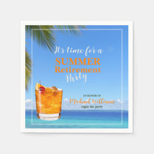 Men's Retirement Summer Ocean Cocktail Party Napkins