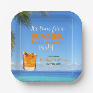 Men's Retirement Summer Ocean Cocktail Party Paper Plates