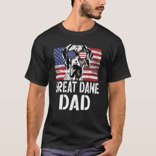 Mens Retro American Flag Great Dane Dad Dog For F T-Shirt