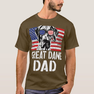 Mens Retro American Flag Great Dane Dad Dog Gift F T-Shirt