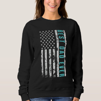 Mens  Retro Awesome Fathers Day Best Dad Ever Flag Sweatshirt