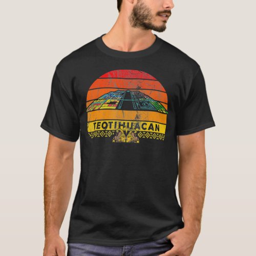 Mens Retro Aztecs Teotihuacan Pyramid of the Sol  T_Shirt