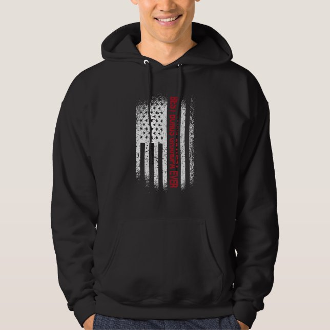 Mens Retro Best Bonus Grandpa Ever American Flag F Hoodie (Front)