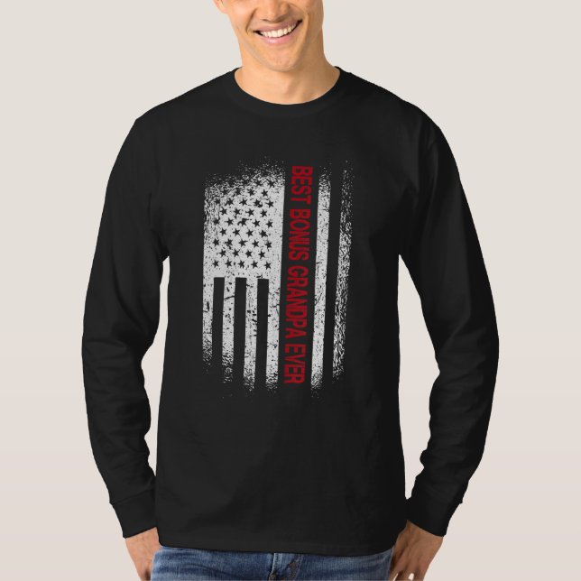 Mens Retro Best Bonus Grandpa Ever American Flag F T-Shirt (Front)