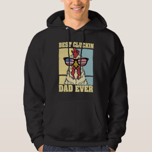 Mens Retro Best Cluckin Dad Ever Chicken Dad Roost Hoodie