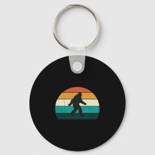 Mens retro big foot - cool sunset bigfoot lovers keychain