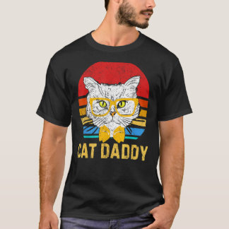 Mens Retro Cat Daddy Cat Whisperer Dad Fathers Day T-Shirt