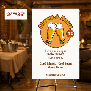 Men's Retro Cheers & Beers Glasses 40th Birthday Foam Board