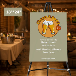 Men's Retro Cheers & Beers Glasses 40th Birthday Foam Board