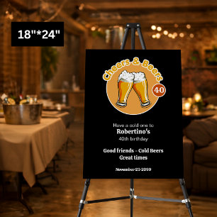 Men's Retro Cheers & Beers Glasses 40th Birthday Foam Board