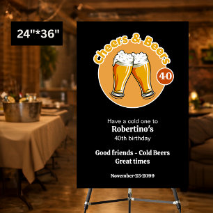Men's Retro Cheers & Beers Glasses 40th Birthday Foam Board