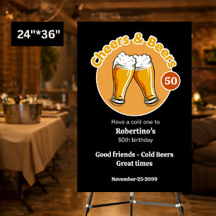 Men's Retro Cheers & Beers Glasses 50th Birthday Foam Board