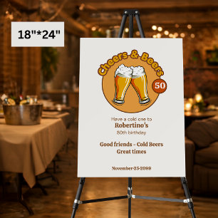 Men's Retro Cheers & Beers Glasses 50th Birthday Foam Board