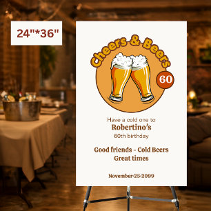 Men's Retro Cheers & Beers Glasses 60th Birthday Foam Board