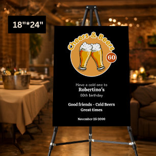 Men's Retro Cheers & Beers Glasses 60th Birthday Foam Board