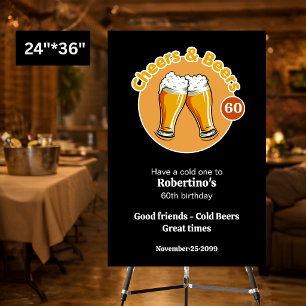 Men's Retro Cheers & Beers Glasses 60th Birthday Foam Board