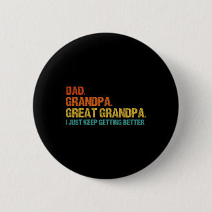 Mens Retro Dad Grandpa Great Grandpa Fathers Day F Button