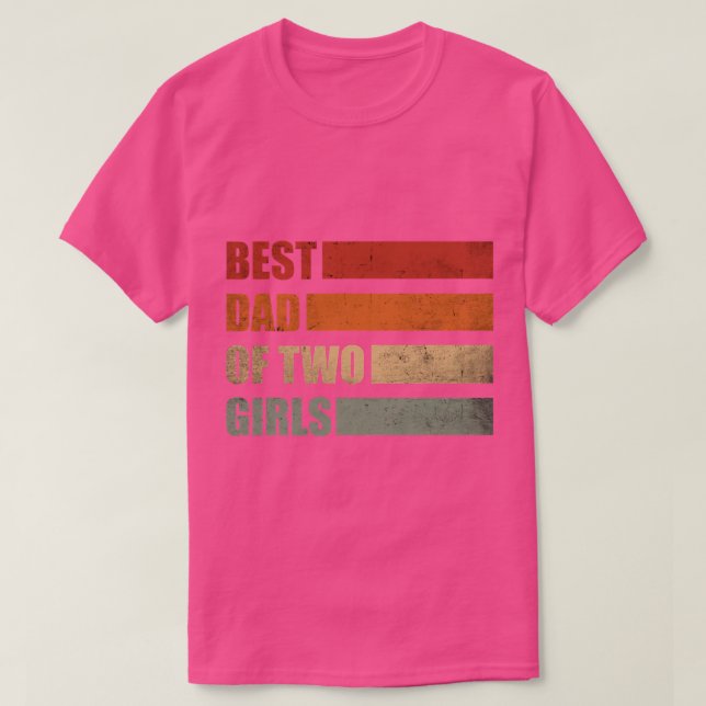 Mens Retro Dad of 2 Girls Announcement Outnumbered T-Shirt (Design Front)