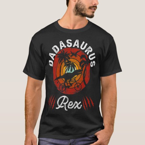 Mens Retro Dadasaurus Dinosaur Rex For Father Day  T_Shirt