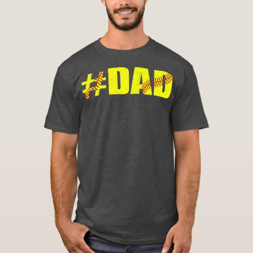 Mens Retro Fathers Day Softball Dad Softball T_Shirt