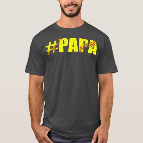 Mens Retro Fathers Day Softball Papa Softball T_Shirt