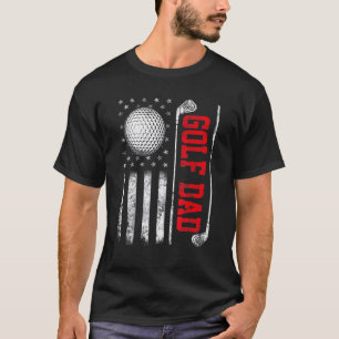 Mens Retro Golf Dad American Flag 4th Of July Papa T-Shirt