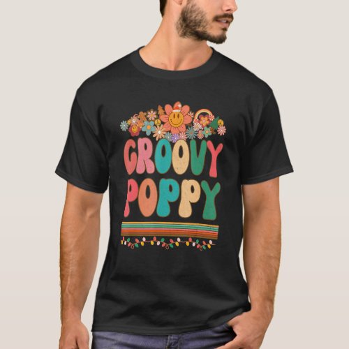 Mens Retro Groovy Poppy Matching Family 1st Birthd T_Shirt