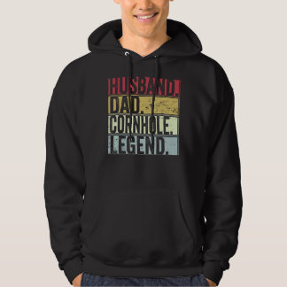Mens Retro Husband Dad Cornhole Legend   For Fathe Hoodie