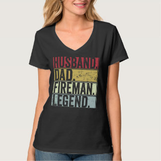 Mens Retro Husband Dad Fireman Legend For Father T-Shirt