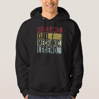Mens Retro Husband Dad Mechanic Legend For Fathe Hoodie