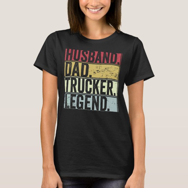 Mens Retro Husband Dad Trucker Legend   For Father T-Shirt (Front)