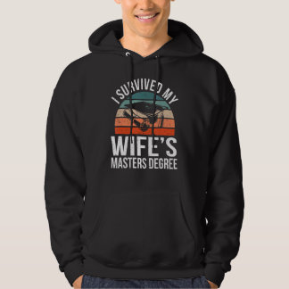 Mens Retro I Survived My Wife's Master Degree Mast Hoodie