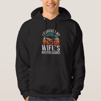 Mens Retro I Survived My Wife's Master Degree Mast Hoodie